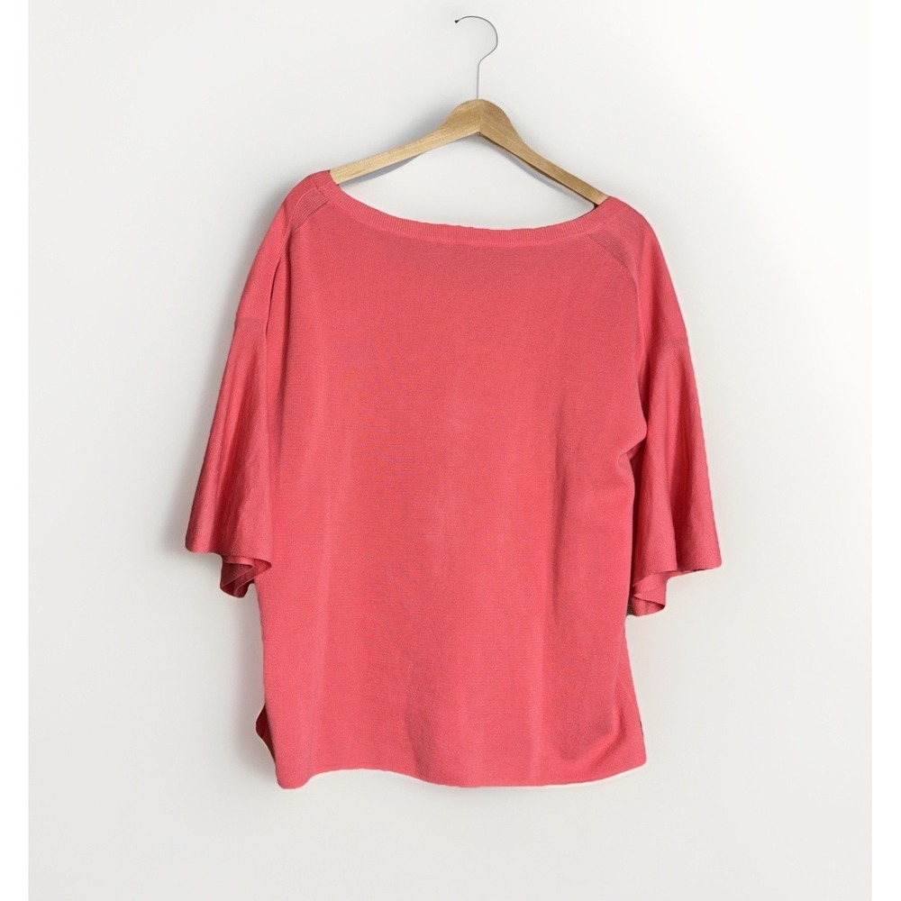 J.Crew Women's Scoop Neck Knit Sweater Size L Quarter Sleeve Coral - Picture 3 of 5